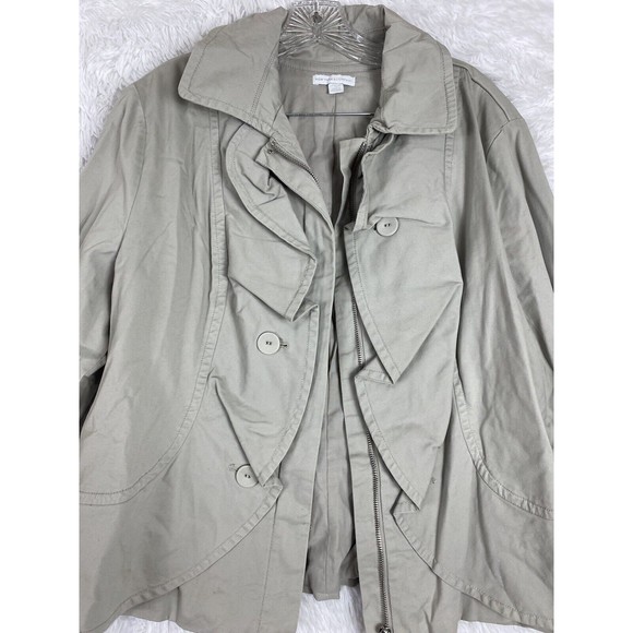 New York & Company Jacket Womens XLarge Cream Jacket Ruffle Front - Picture 3 of 11